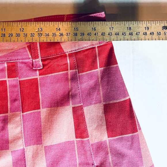 American Bazi Y2K Pink Checkerboard Pleated Mini Skirt 1X Preppy Trend - Picture 12 of 13